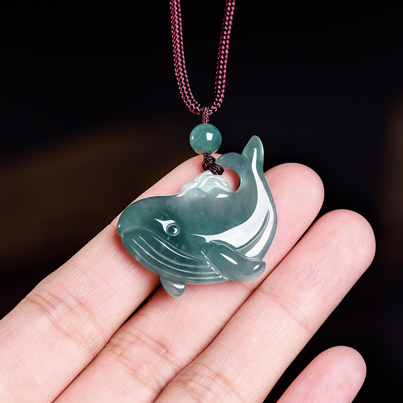 Jewelry Making With Stones - Natural Burmese Jadeite Whale Pendant Necklace
