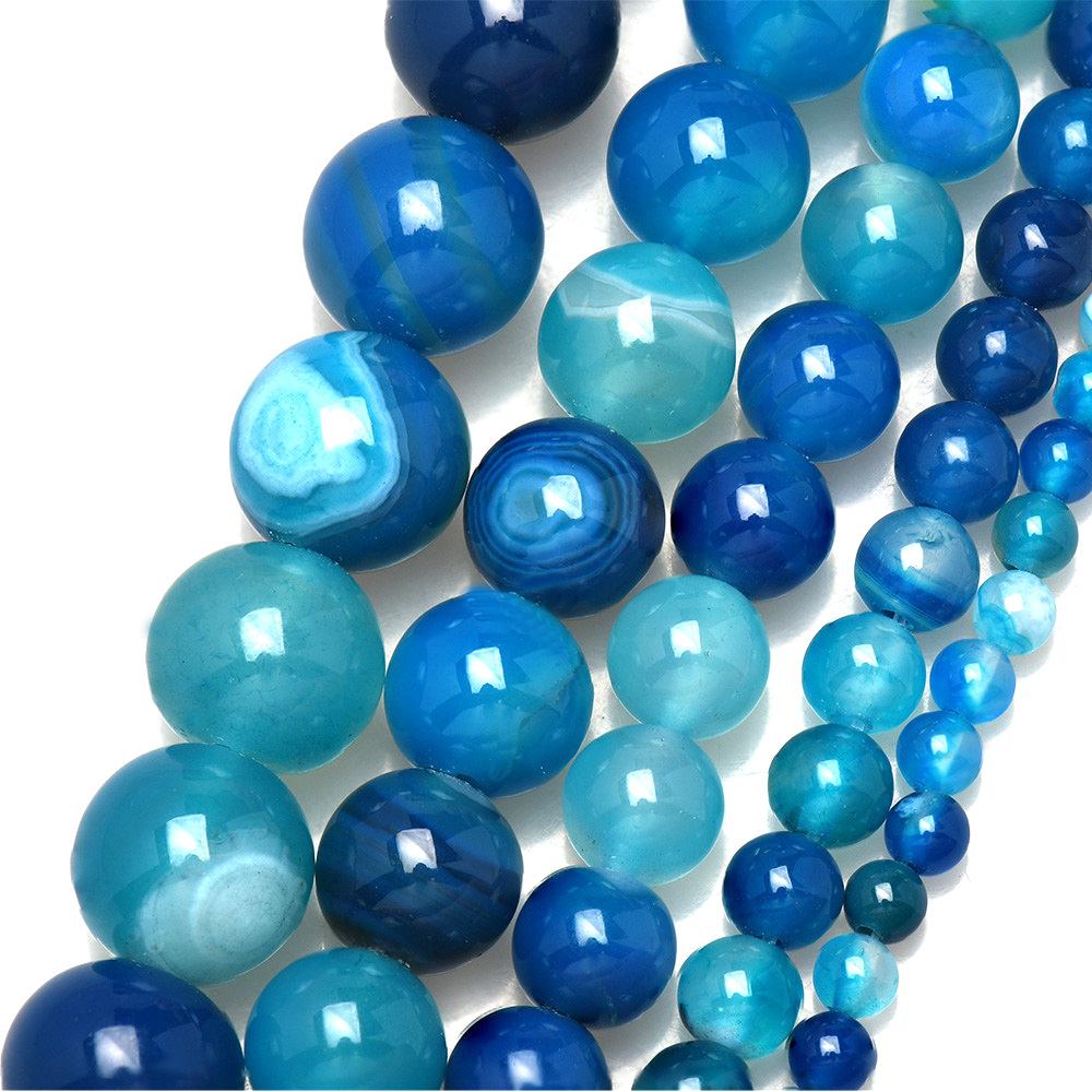 Natural Stone Banded Blue Lace - Jewelry Making With Stones ulasan dan harga