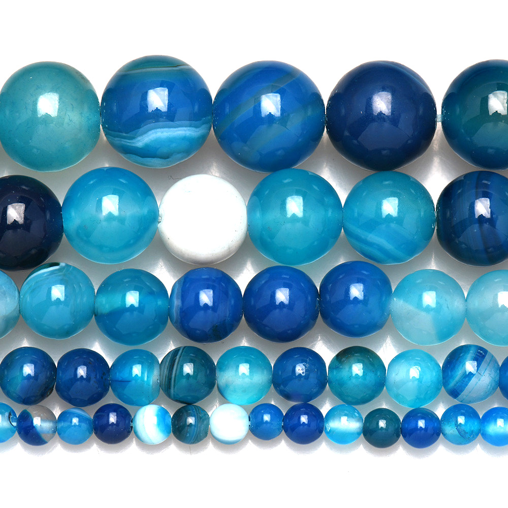Natural Stone Banded Blue Lace - Jewelry Making With Stones ulasan dan harga