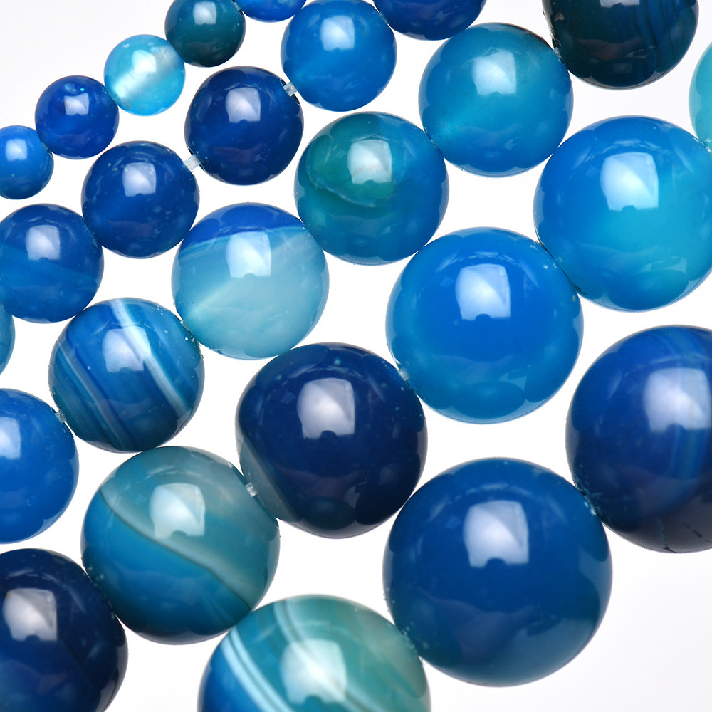 Natural Stone Banded Blue Lace - Jewelry Making With Stones ulasan dan harga