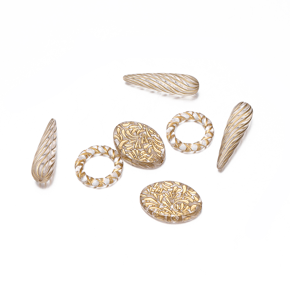 20Pcs Exquisite Acrylic Gold C - Jewelry Making Drawing ulasan dan harga