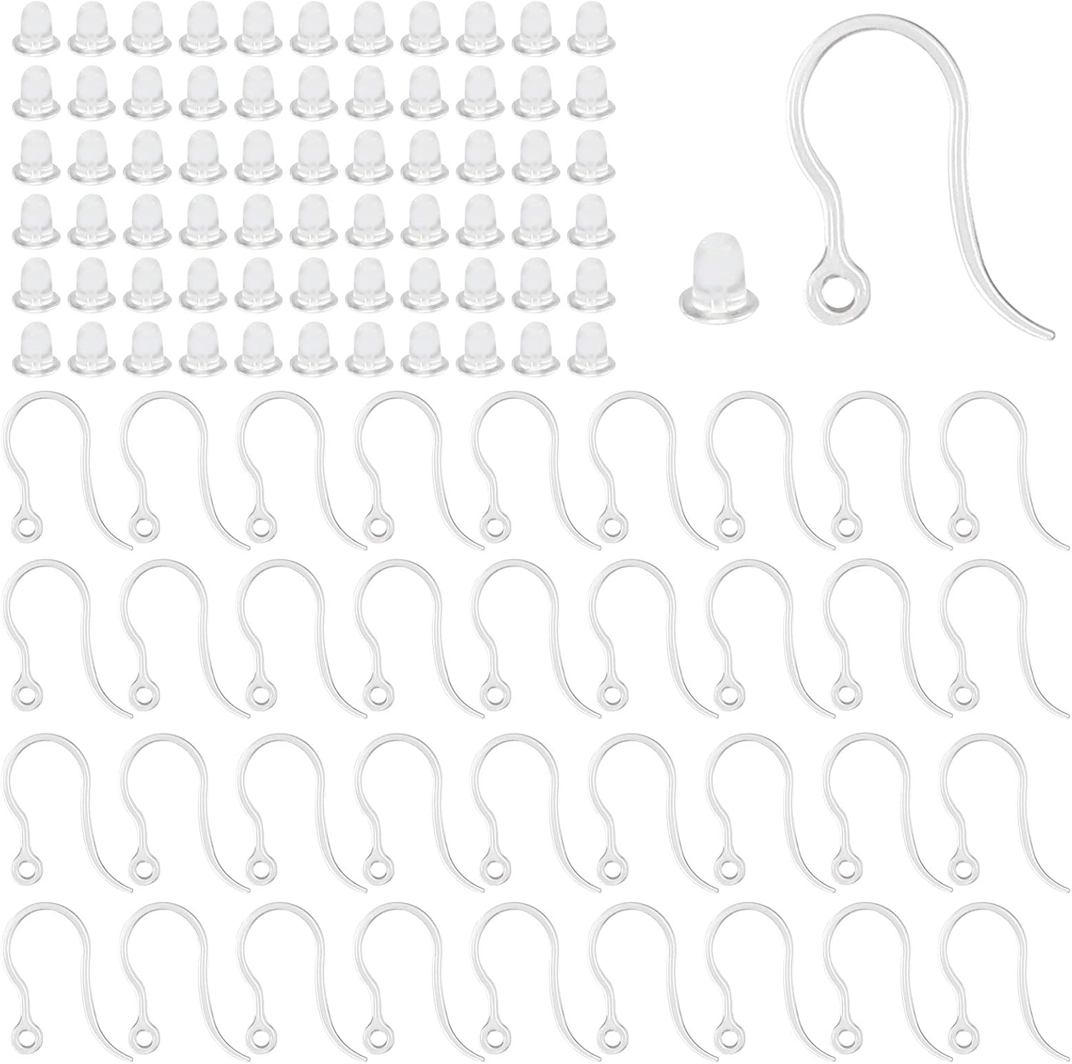 40pcs Clear Plastic Earring Ho - Jewelry Making Wire ulasan dan harga