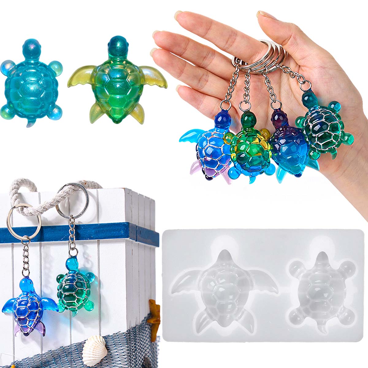 3D Sea Turtle Keychain Silicon - Jewelry Making Uv Resin Kit ulasan dan harga